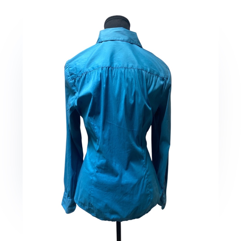 Ann Taylor Turquoise Button-Down Shirt EUC 6 - Picture 2 of 6
